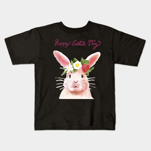 Cute Pink Bunny Rabbit Funny Hipster Easter Kids T-Shirt by Lorelaimorris